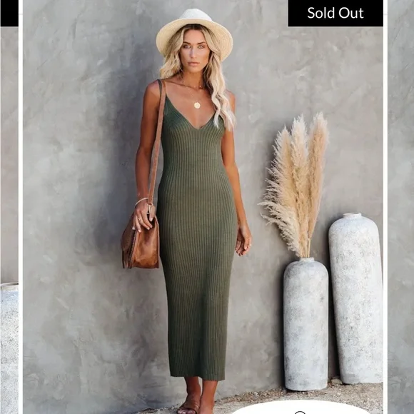Vici | Dresses | Vici Melbourne Ribbed Knit Midi Dress Olive | Poshmark